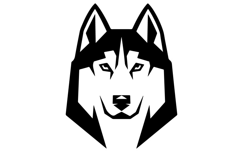 Un logo raffigurante un husky siberiano a forma di scudo