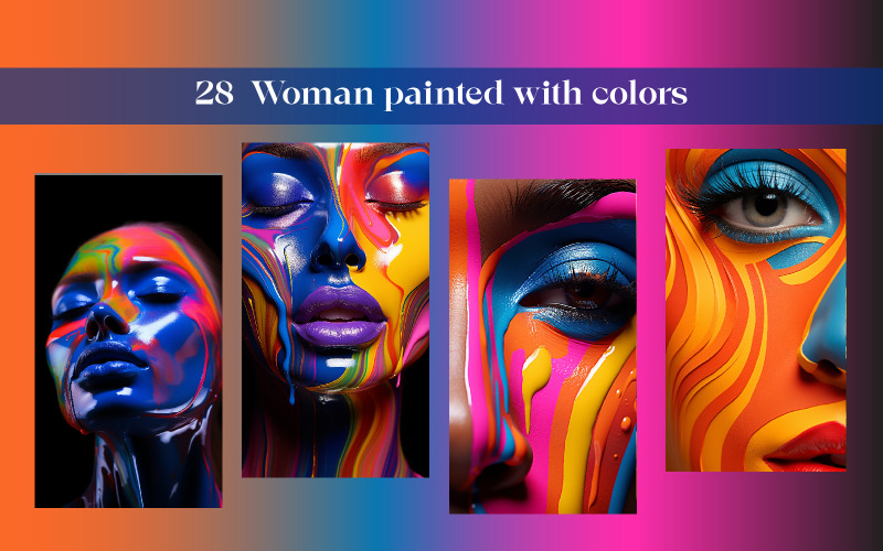 Frau mit Farben bemalt