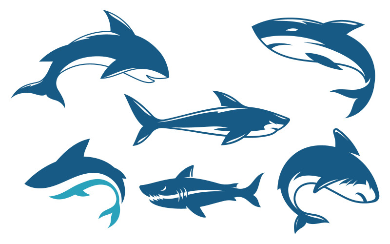 Illustrazione di pericolo di squalo icona design Template Vector v.13