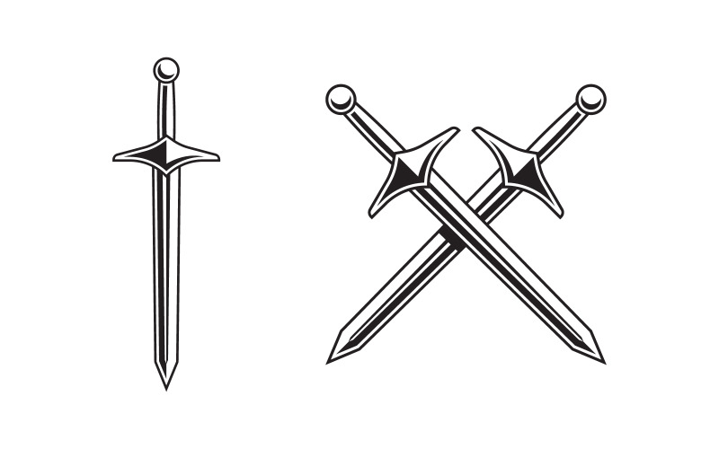 Silhouettes d'épées de chevalier. Conception d'illustration vectorielle v.11