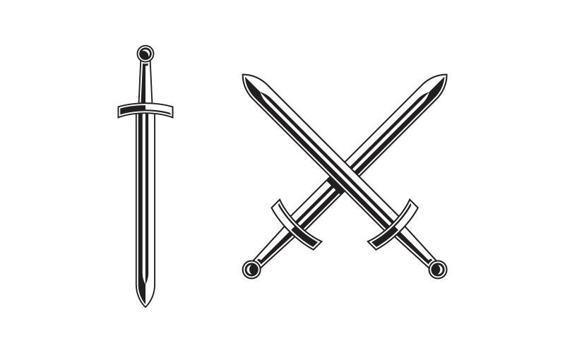 Силуети лицарських мечів. Дизайн векторної ілюстрації v.14
