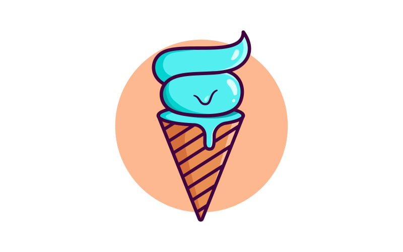 Sweet Ice Cream Vector icon design illustration Template v.3