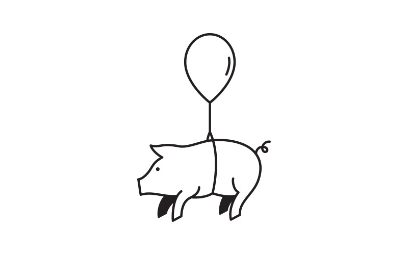Modèle d'illustration d'icône de vecteur de symbole mignon de cochon v.14
