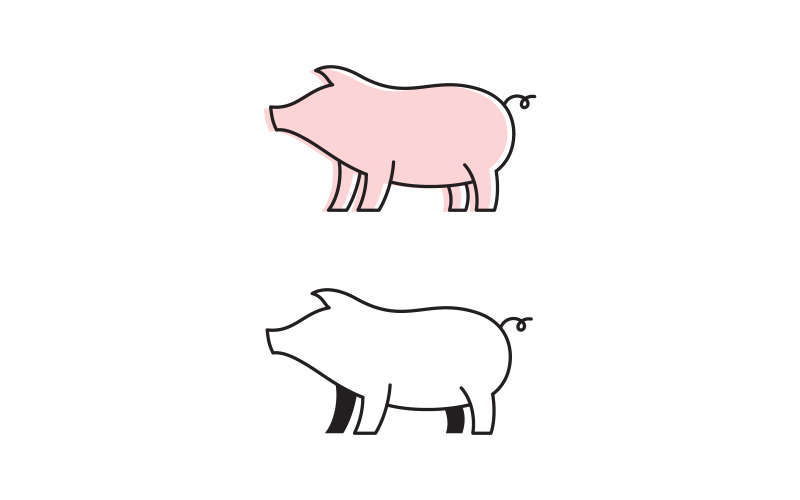 Modèle d'illustration d'icône de vecteur de symbole mignon de cochon v.5