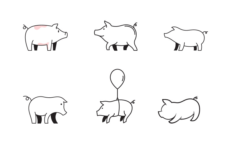 Plantilla de símbolo lindo de cerdo icono vectorial ilustración diseño v.17