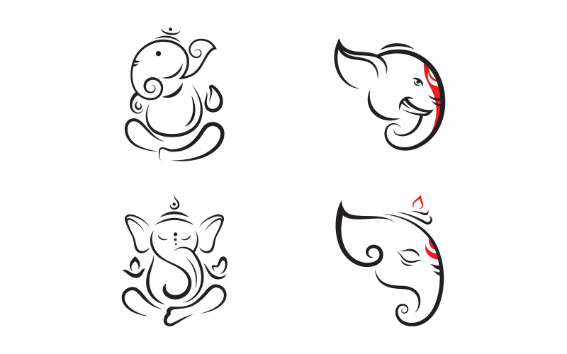 Illustrazione del modello di progettazione dell'icona vettoriale del logo Ganesha v.20