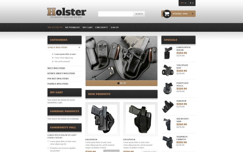 gun shop отзывчивая тема magento