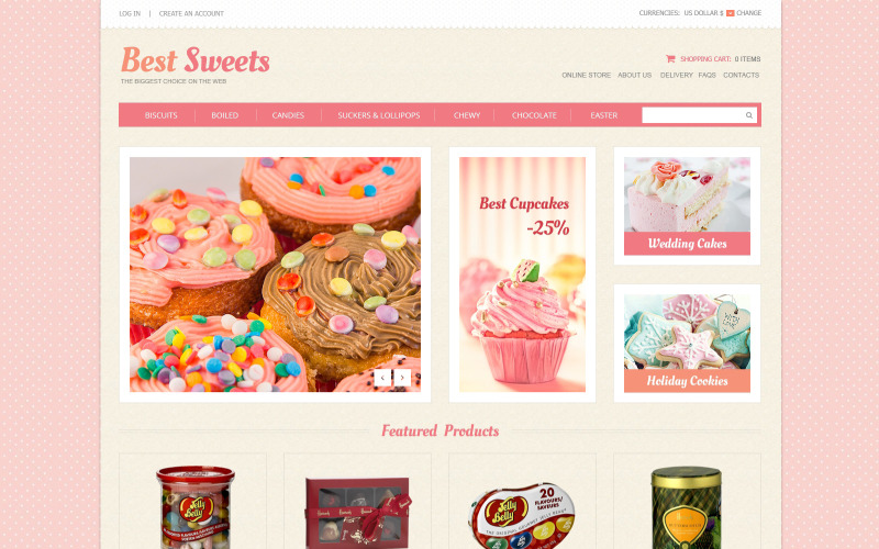Modelo de Sweets Store VirtueMart