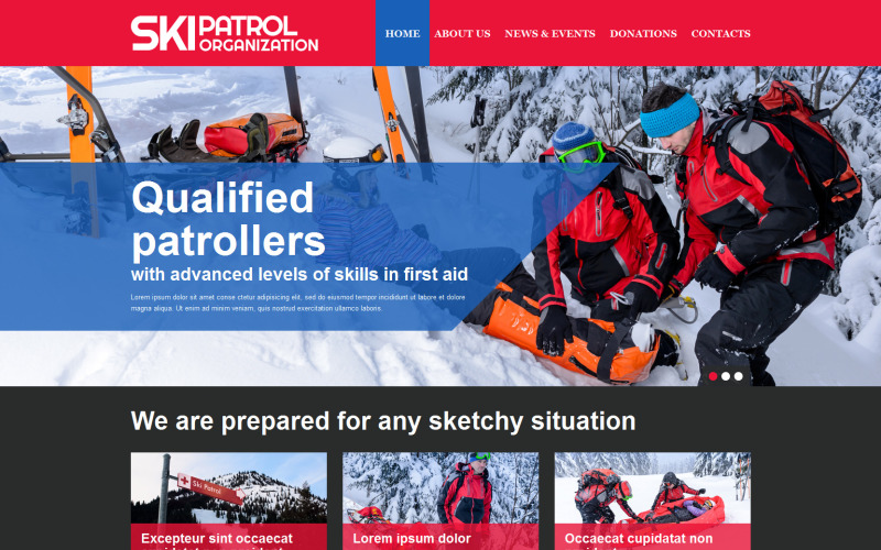 Responsieve websitesjabloon voor skiën