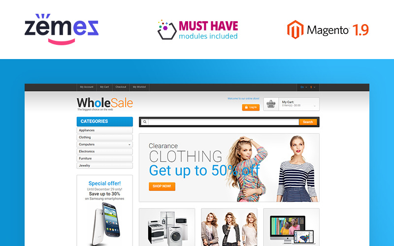 Tema Magento reattivo per negozio di elettronica