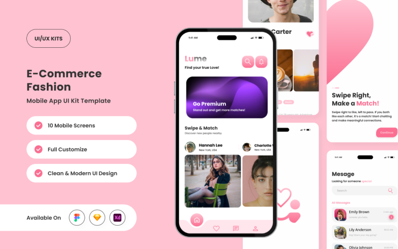 Luminous - Яскравий набір інтерфейсу додатка для соціальних мереж і знайомств