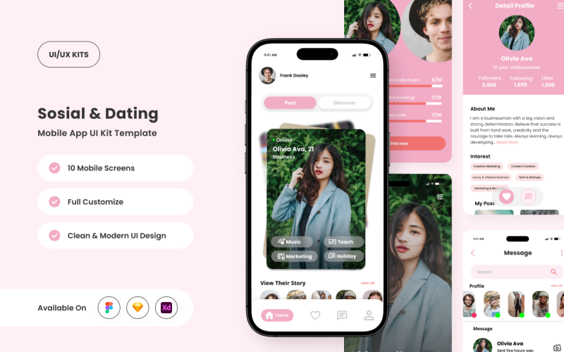 Luveo - Kit d'interface utilisateur pour applications sociales et de rencontres modernes