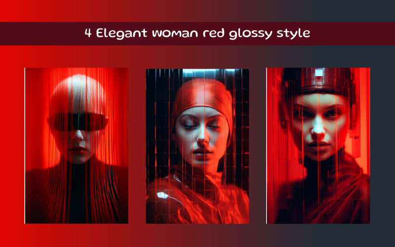 Елегантна жінка червоний глянсовий стиль