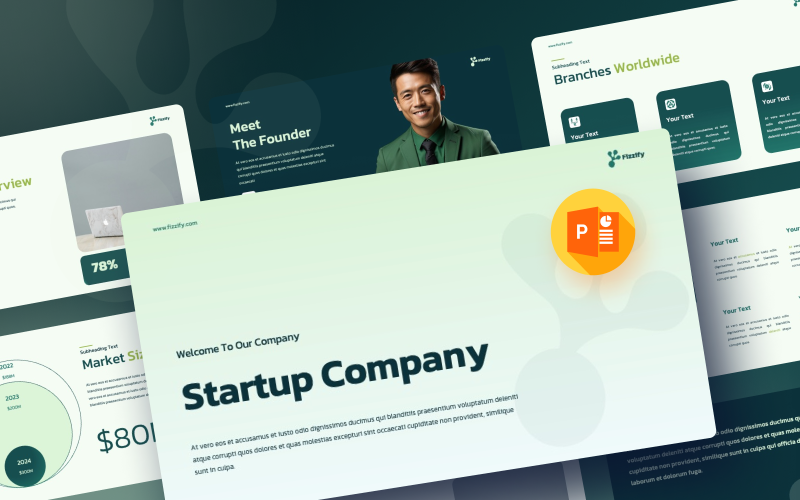 PowerPoint-Präsentationsvorlage für digitales Kreativ-Startup