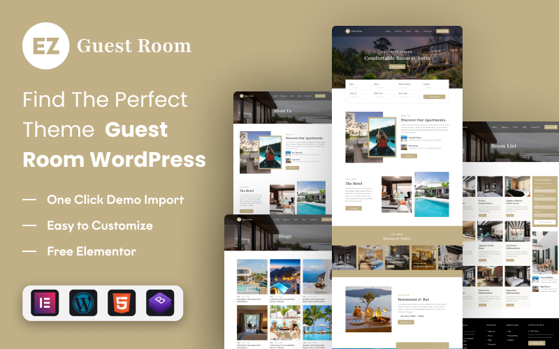 Chambre d'hôtes EZ : modèle de site Web d'hôtel