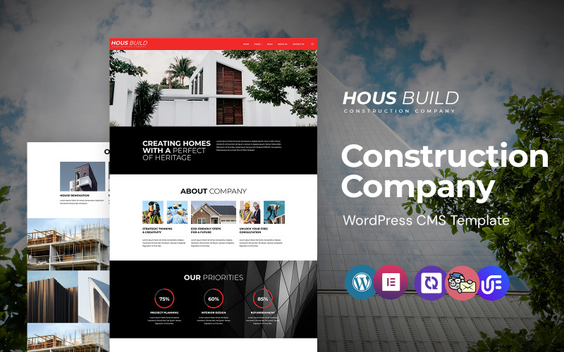 Ev inşası - Mimarlık ve İnşaat Şirketi Duyarlı WordPress Elementor Teması