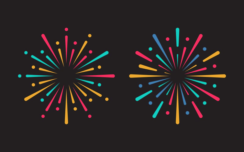 Firework event party vector icon illustration design template v.2