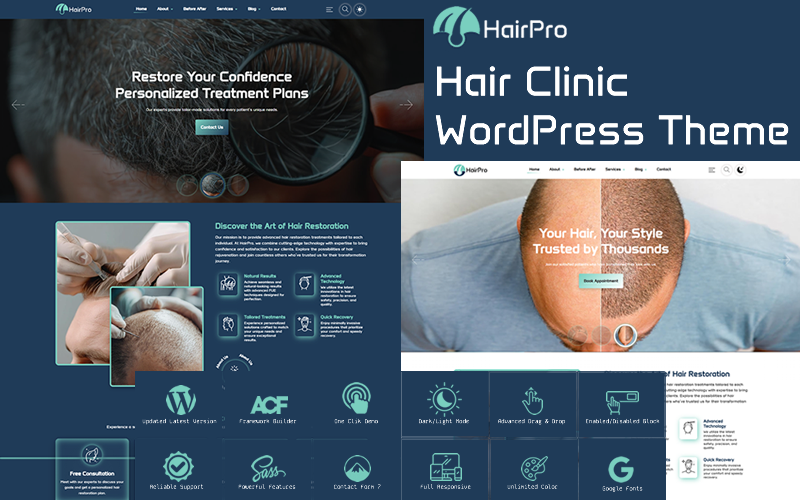 HairPro - Tema de WordPress para clínicas capilares