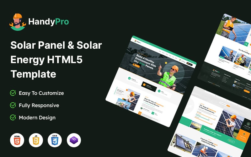 Handypro – Modèle HTML5 pour panneaux solaires et énergie solaire