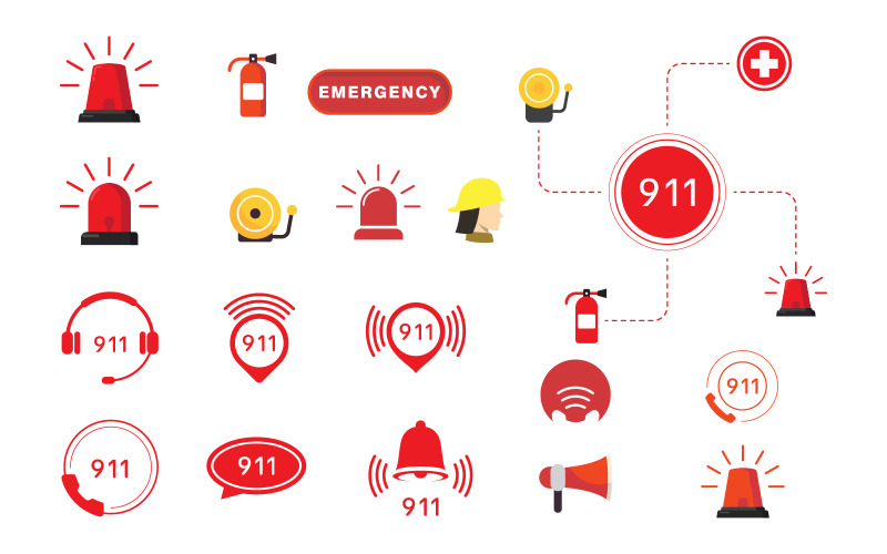 Illustrazione del design dell'icona vettoriale di emergenza Modello v.3
