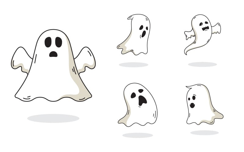 Modelo de ilustração de design de ícone vetorial de fantasma fofo v.10