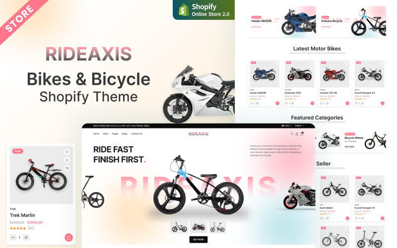 RideAxis - 摩托车和自行车 Shopify 商店主题