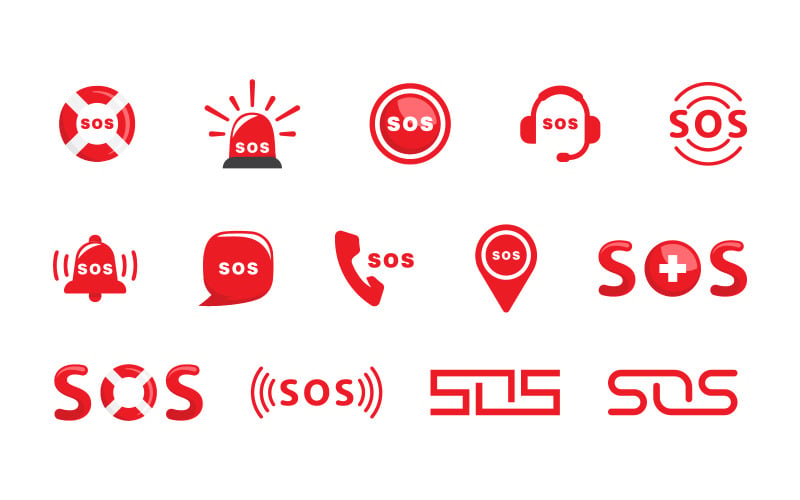 SOS Vector icon design illustration Template v.6