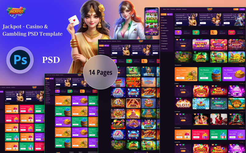 Jackpot - Casino & Gokken PSD-sjabloon
