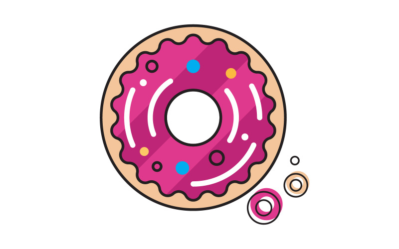 Kuchen, süß, Donut, Vektor-Symbol, Design-Illustration v.8
