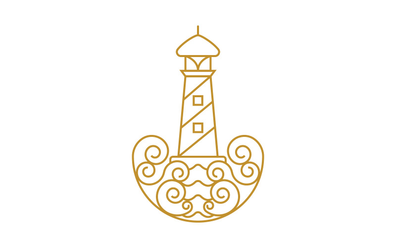 Vuurtoren oceaan vector pictogram illustratie ontwerp sjabloon v.5