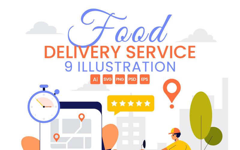 9 Illustratie van online bezorging van eten