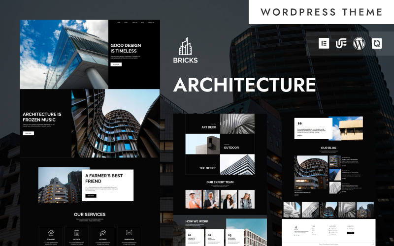 Bricks - Современная архитектура и строительство WordPress Elementor Theme