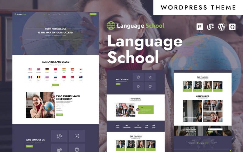Escola de idiomas - Escola de idiomas e treinamento WordPress Elementor Theme