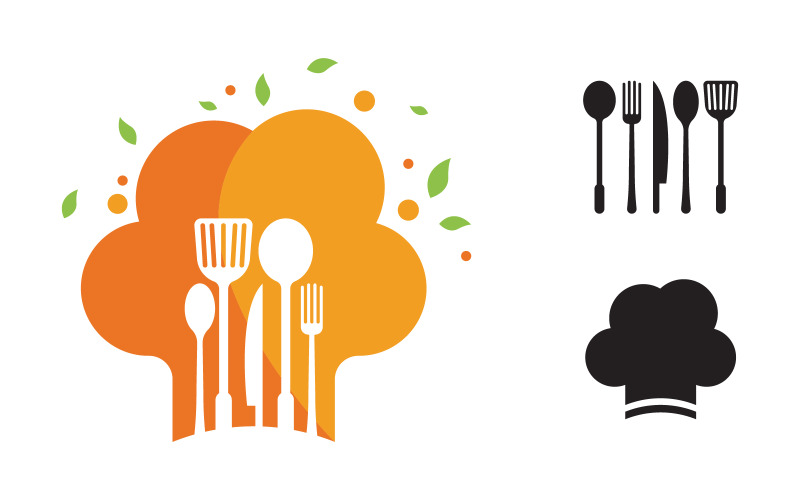 Chef-kok kookelement logo sjabloon vectorillustratie v.4