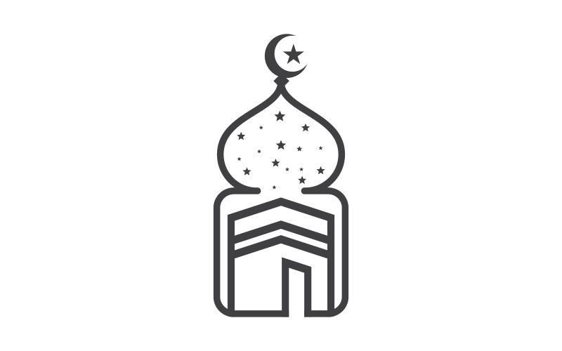 Modèle de conception d'icône d'illustration vectorielle Kaaba v.11