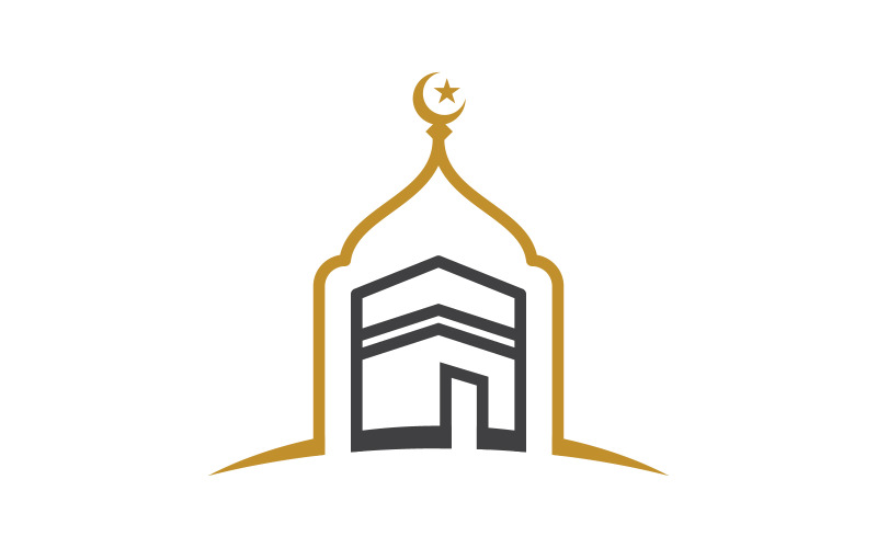 Modello di progettazione dell'icona dell'illustrazione vettoriale della Kaaba v.12
