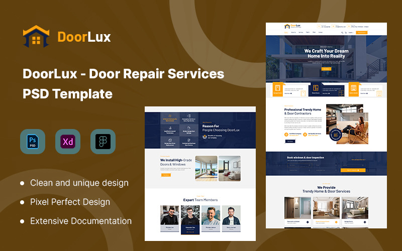 DoorLux Deur Reparatie PSD Sjabloon