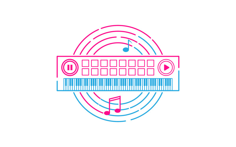 Modèle de conception d'illustration vectorielle d'icône d'éducation musicale pour piano v.3