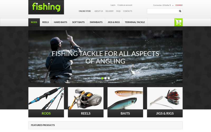 Variedad de equipos de pesca Plantilla VirtueMart