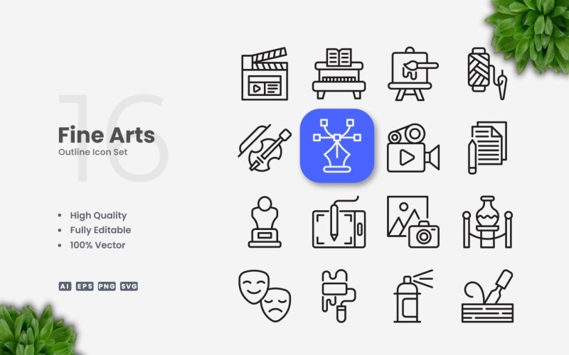 16 Fine Arts Kontur Ikonuppsättning