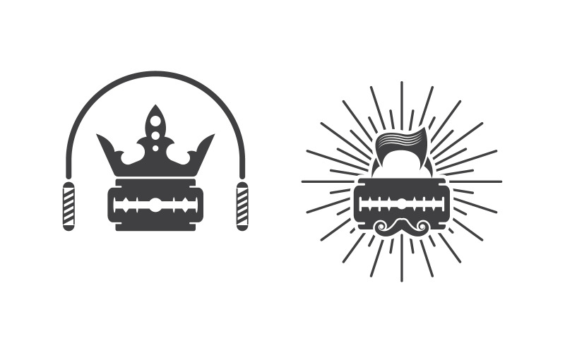 Elemento del negozio di barbiere Logo Vector icona design illustrazione v.7