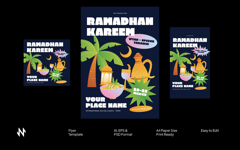 Flyer créatif pour le Ramadan Kareem de la Marine
