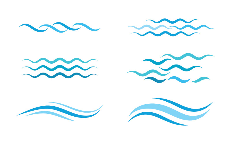 Modello di progettazione dell'illustrazione vettoriale dell'icona dello schizzo dell'onda d'acqua v.2