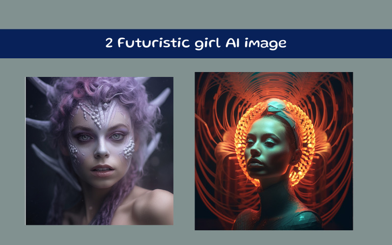 未来派迷人女孩 AI 图像