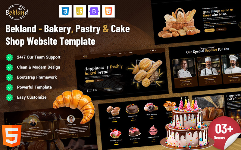 Bekland - Modèle de site Web pour boulangerie, pâtisserie et pâtisserie
