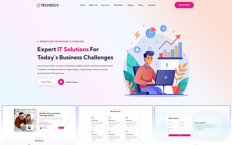 Techsolv - Modello di sito Web reattivo HTML5 per soluzioni IT e servizi aziendali