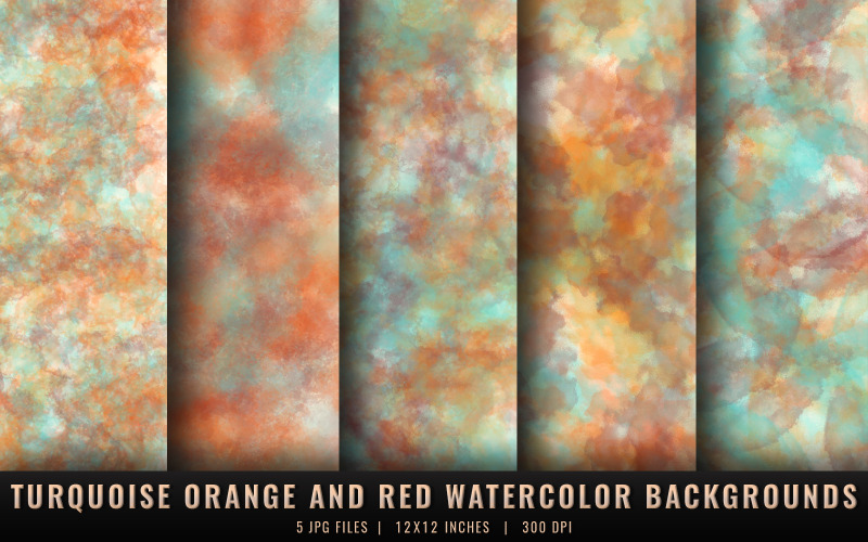 Fonds d'écran aquarelle turquoise orange et rouge