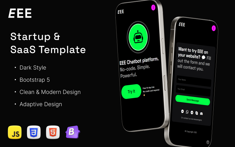 EEE - Dark Startup & SaaS Template