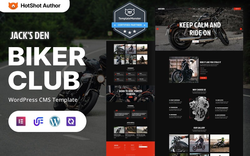 Jack's Den – Motorosklub és Motoros Közösség WordPress-reszponzív téma