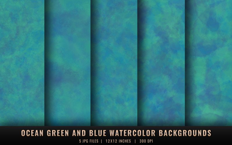 Fondos de acuarela en tonos verde océano y azul